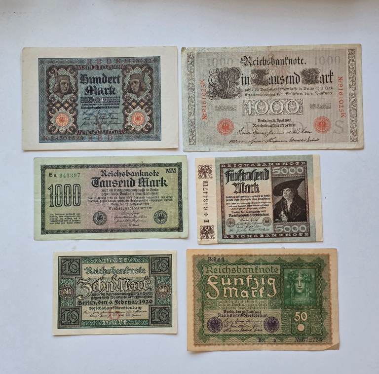 Lot#4 1910-1922 Collection Antique German Empire/Weimar Republic Various Marks Banknotes
