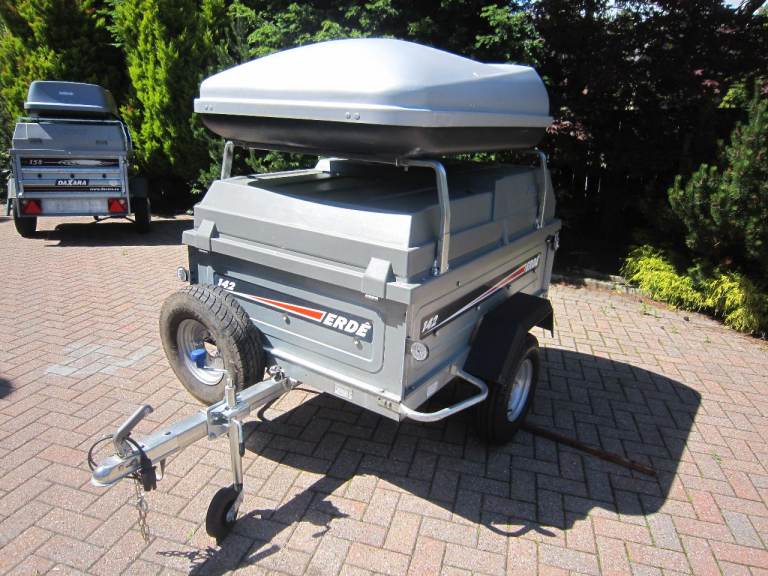 Erde 142 trailer,ABS cover,Roof box,Load bars,jockey wheel,Spare wheel