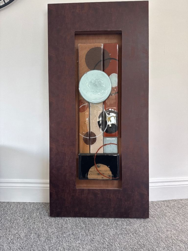 Large Abstract Wall Art - Brown Wooden Frame