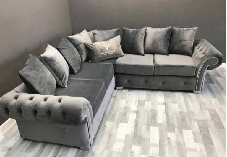 Brand New Ashwin Plush Velvet 5 Seater Corner Sofa 3+2 Seater Sofa Set || Cash On Delivery