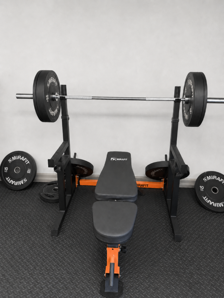 Mirafit Home Gym Bundle – Rack, Bench, 100kg Weights & 6ft Bar RRP £750