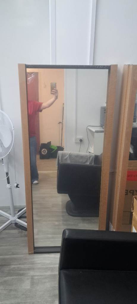 Good Condition Brown Wooden Full-Length Mirror