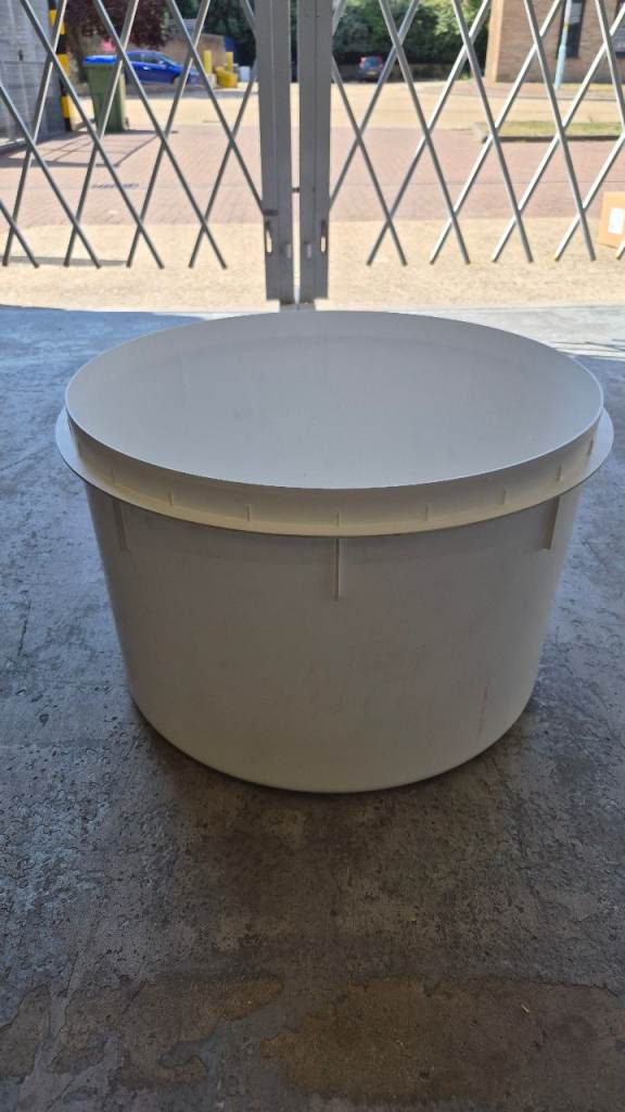 Large White Plastic Storage Bin with Lid