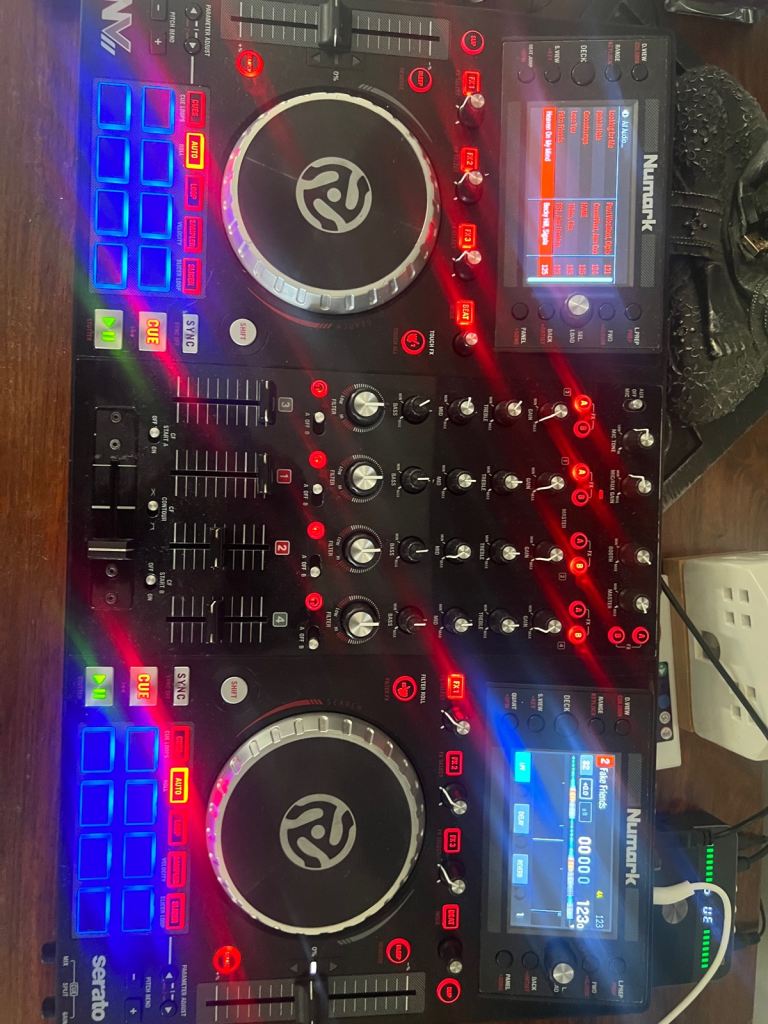 numark nv2 dj decks mixer and laptop 
