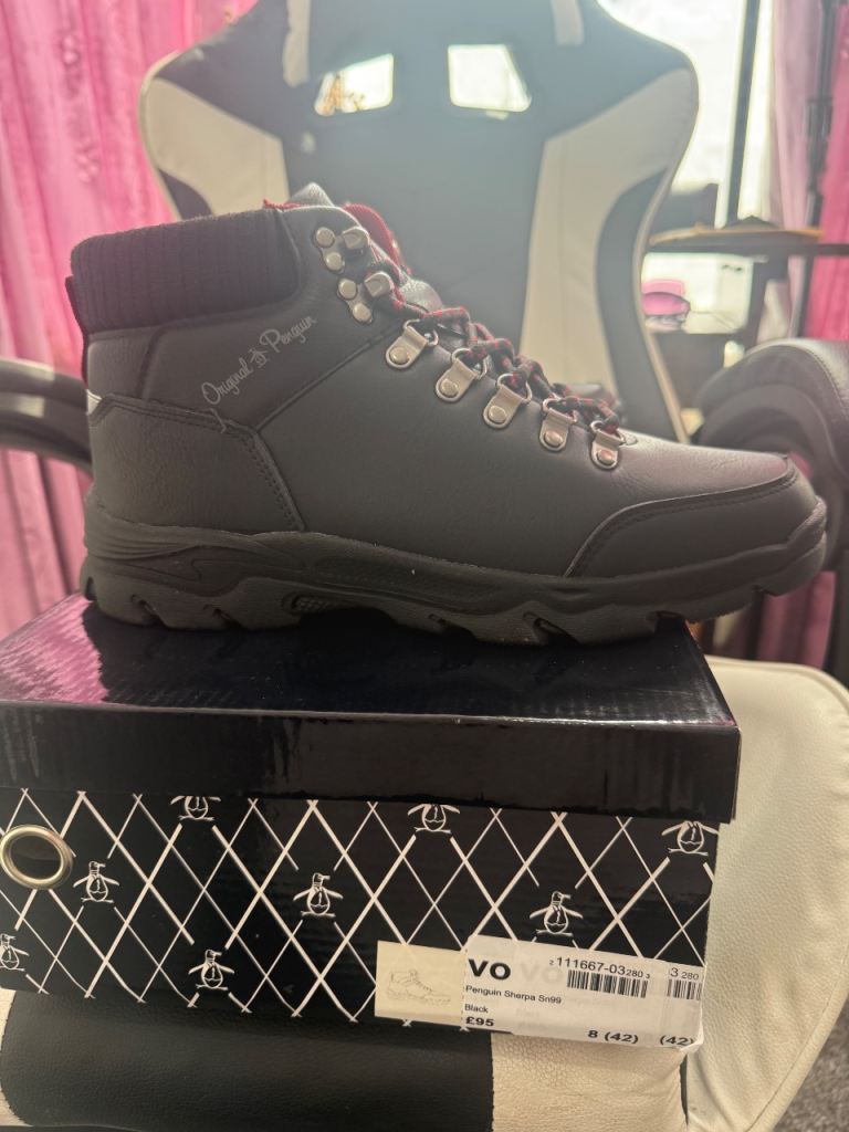 Original Penguin Sharpie Sr09 Boots - Black, UK 8, Brand New