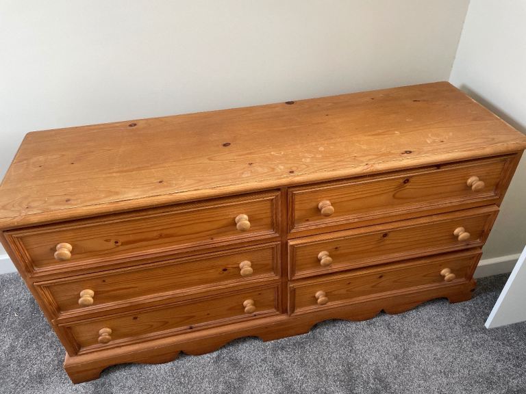 6 drawer pine bedroom dresser 