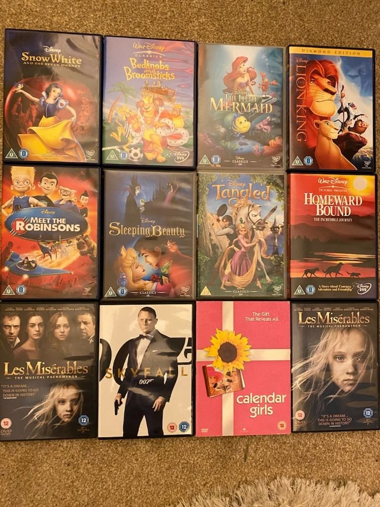Disney DVD's, Les Miserables, Skyfall, Calendar Girls