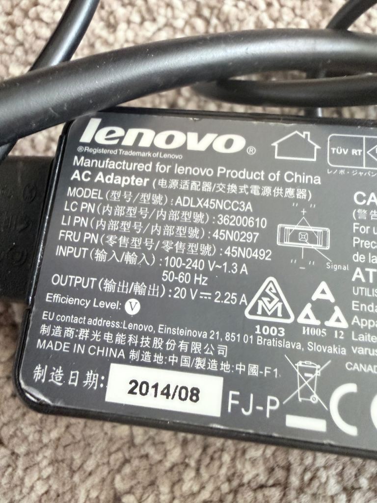 Lenovo Laptop Charger ADLX45NCC3A – Good Condition, £25.00 for Sale