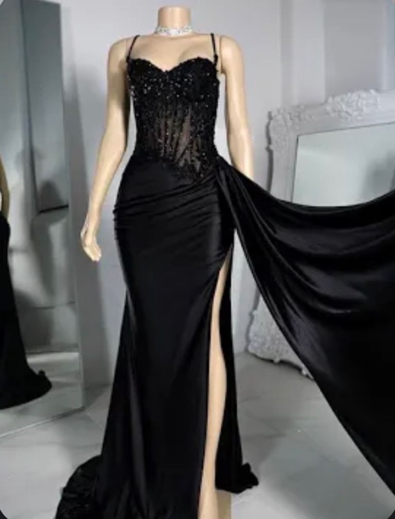 Black Sheath Prom Dress
