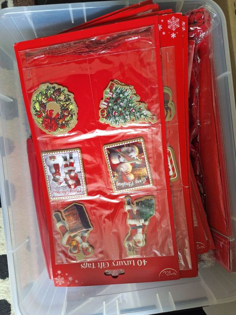 New Xmas items - perfect for resale - tags, boxes, sacks 