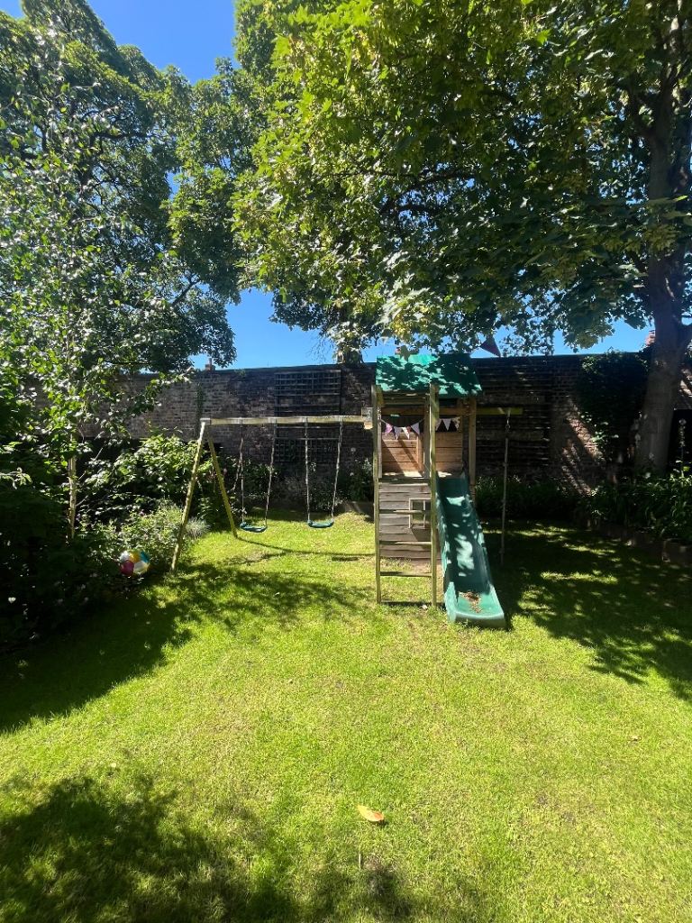 Dunster House Climbing Play Frame - Swings, Monkey Bars, Slide And Climbing Wall