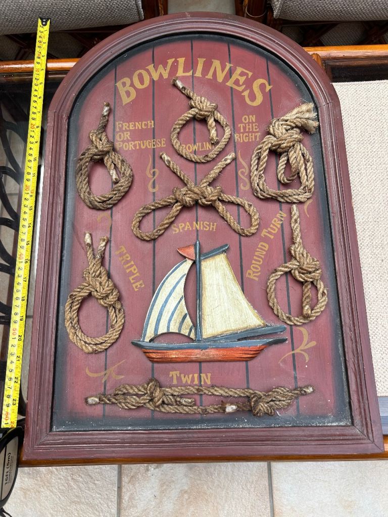 Vintage Nautical Knot Display Board Maritime Wall Plaque Sailing Boat Rope Knots