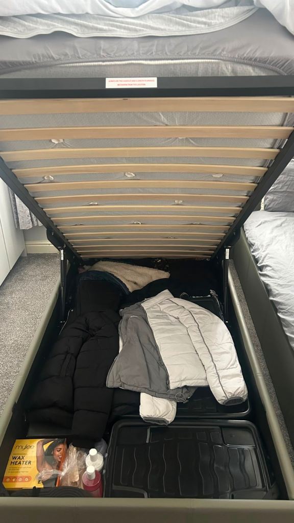 Single Ottoman Bed Frame with Storage – Grey, Good Condition