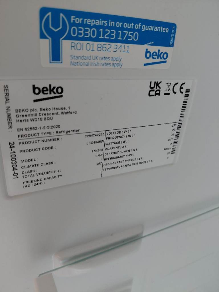Freestanding Fridge - 2 years old