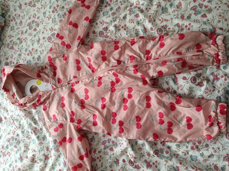 Baby Tu Pink Cherry All-in-One Rain Suit, 9-12 Months