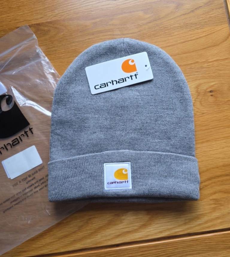 Carhartt  Deadstock Embroidered Logo Grey Beanie Hat. 