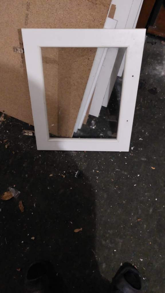 White glass cabinet door kitchen 450mm wide x 520mm high 