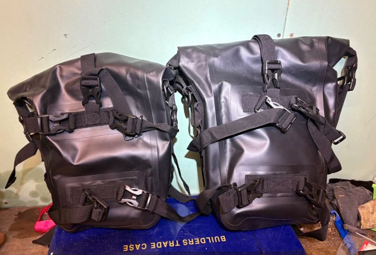 Motorbike crash bar dry bags