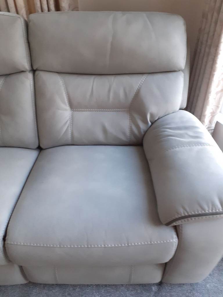Grey Leather Recliner Sofa – Two Seater, Good Condition
