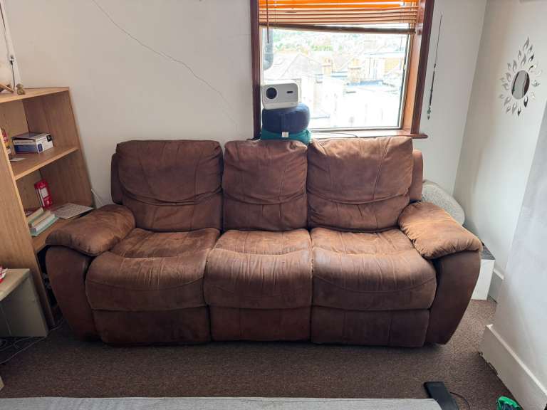 Comfortable 3-Seater Brown Sofa – Good Condition