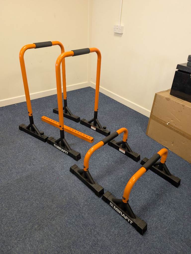 Mirafit Dip Bars / Parallettes – Orange and Black, Good Condition