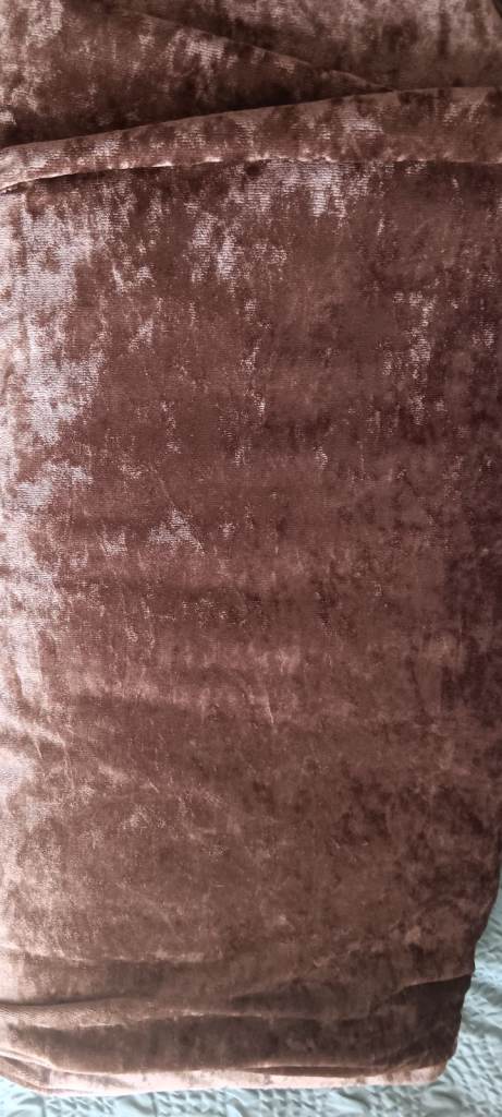 CURTAINS 2 PAIRS CRUSH  VELVET  ONE PAIR SILVER  ONE PAIR LATTE 