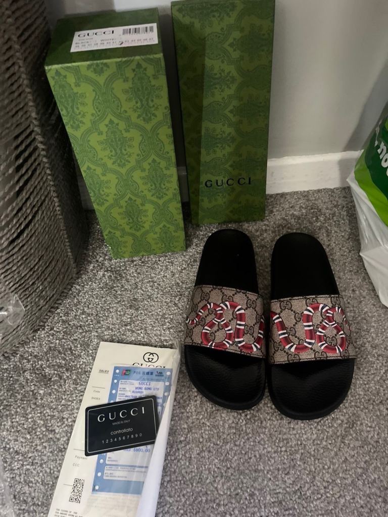 Gucci Snake Print Slides