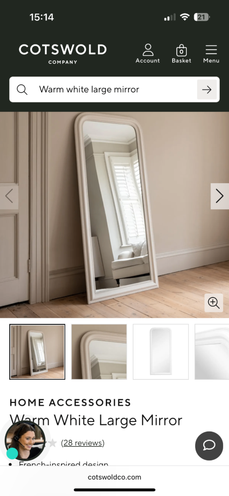 Stunning Cotswold company large mirror. Brand new!
