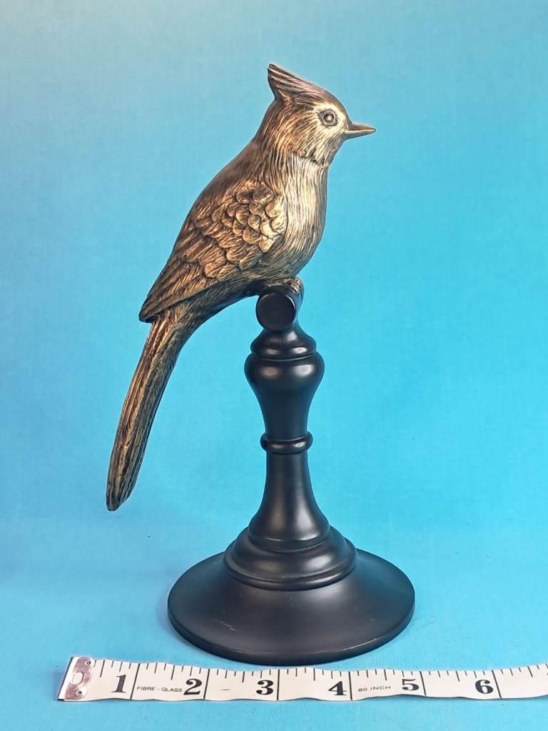 Decorative Bird Figurine on Stand – Gold and Black