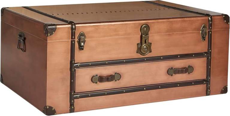 Vintage Style Trunk Coffee Table with Drawers – Good Condition
