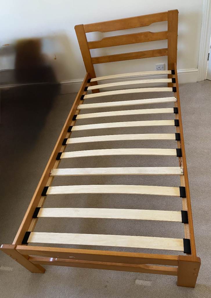 As new single bed with mattress and duvet