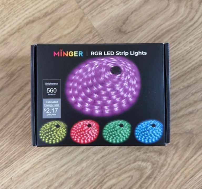 LED colour changing/static and brightness adjustable strip lights with remote control.