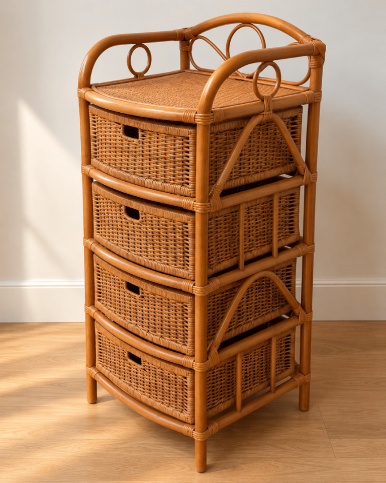 Rattan Wicker Chest of 4 Drawers - Good Condition