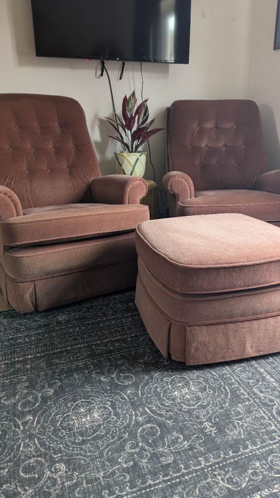 2 parker knoll armchair and footstool 