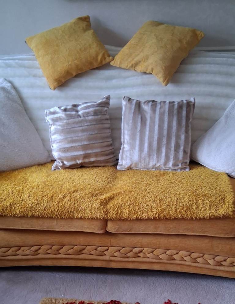 Sofa and Chair Gold/Mustard colour excellent condition 