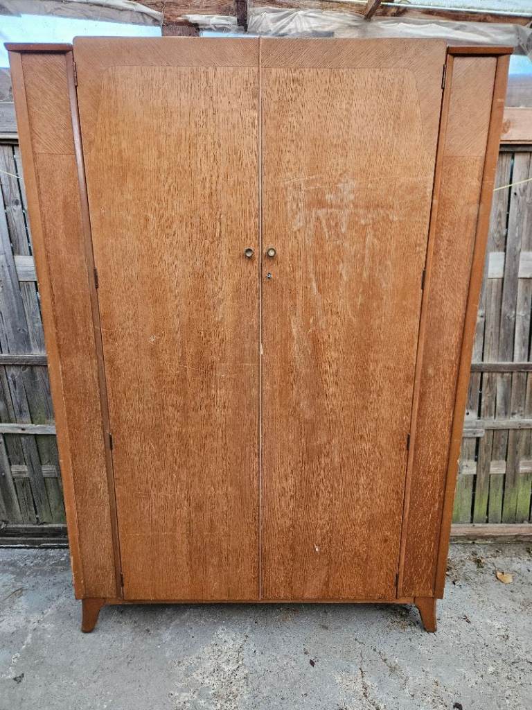 Vintage wooden lebus tall wardrobe 