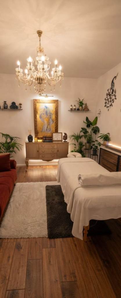 Relaxing therapist professional massage by a young Male
