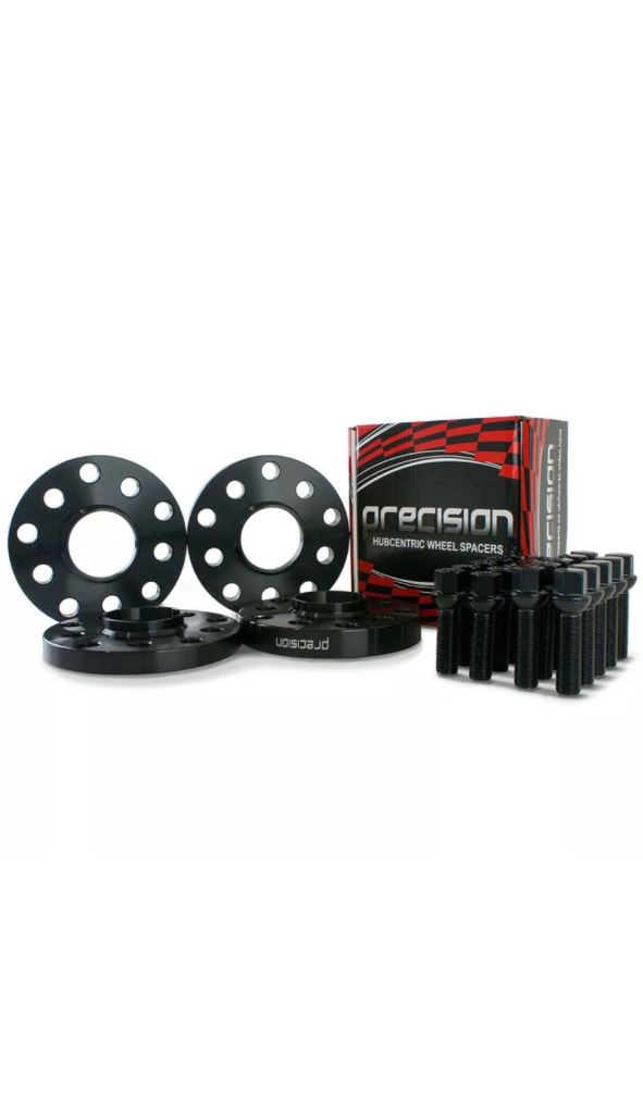 Black Wheel Spacers Staggered 15/20mm + Bolts for Genuine Audi A3/S3 Alloys