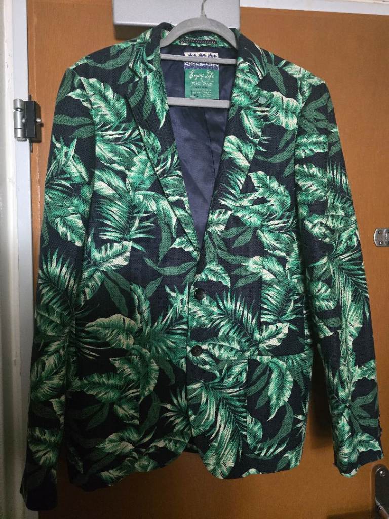 Green Flowery Scorch &Soda Enjoy Life Jacket Mens