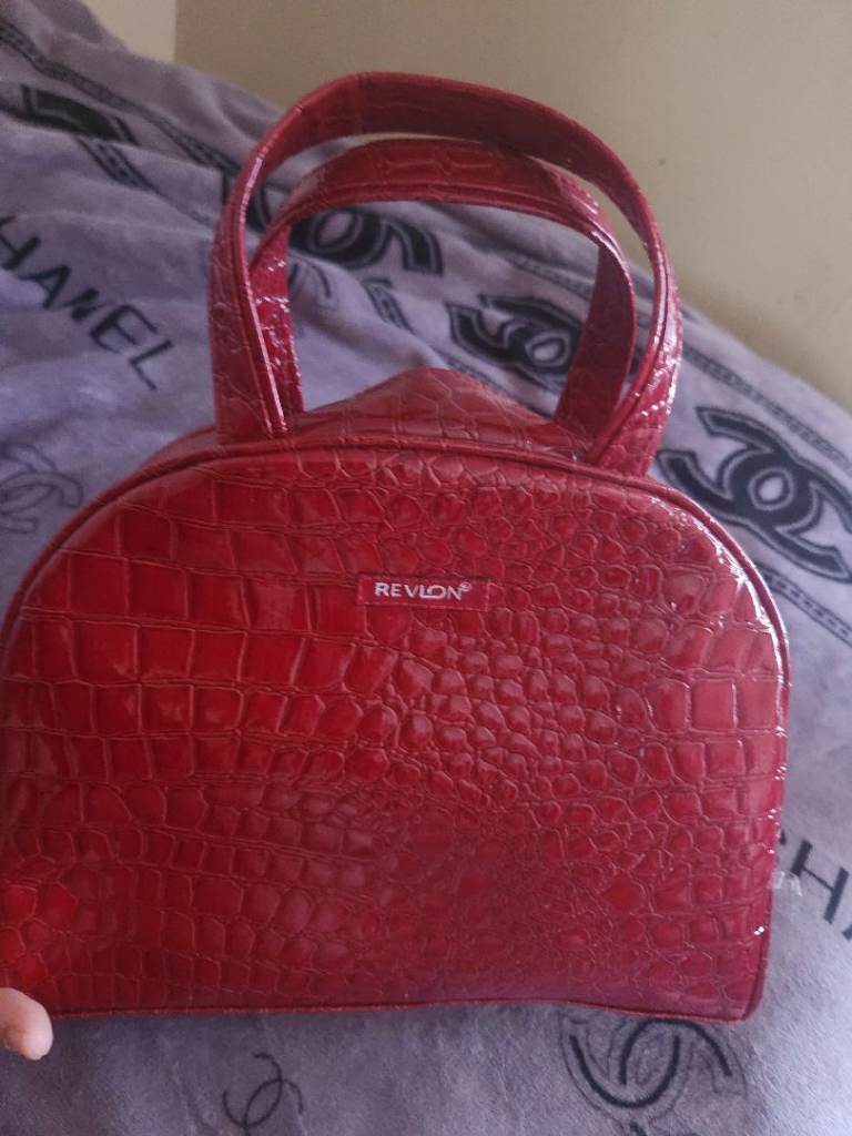 Revlon Red Croc Effect Vanity Case / Makeup Bag