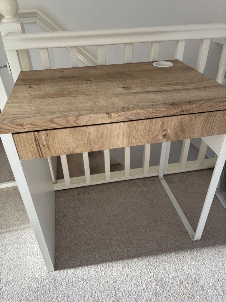 Desk with vinyl wood effect top and drawer 
