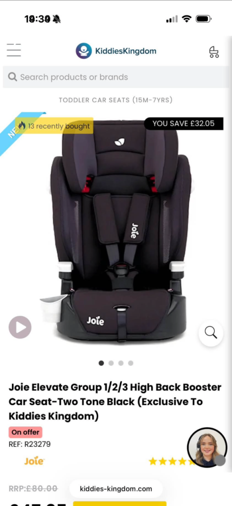 Joie elevate car seat 