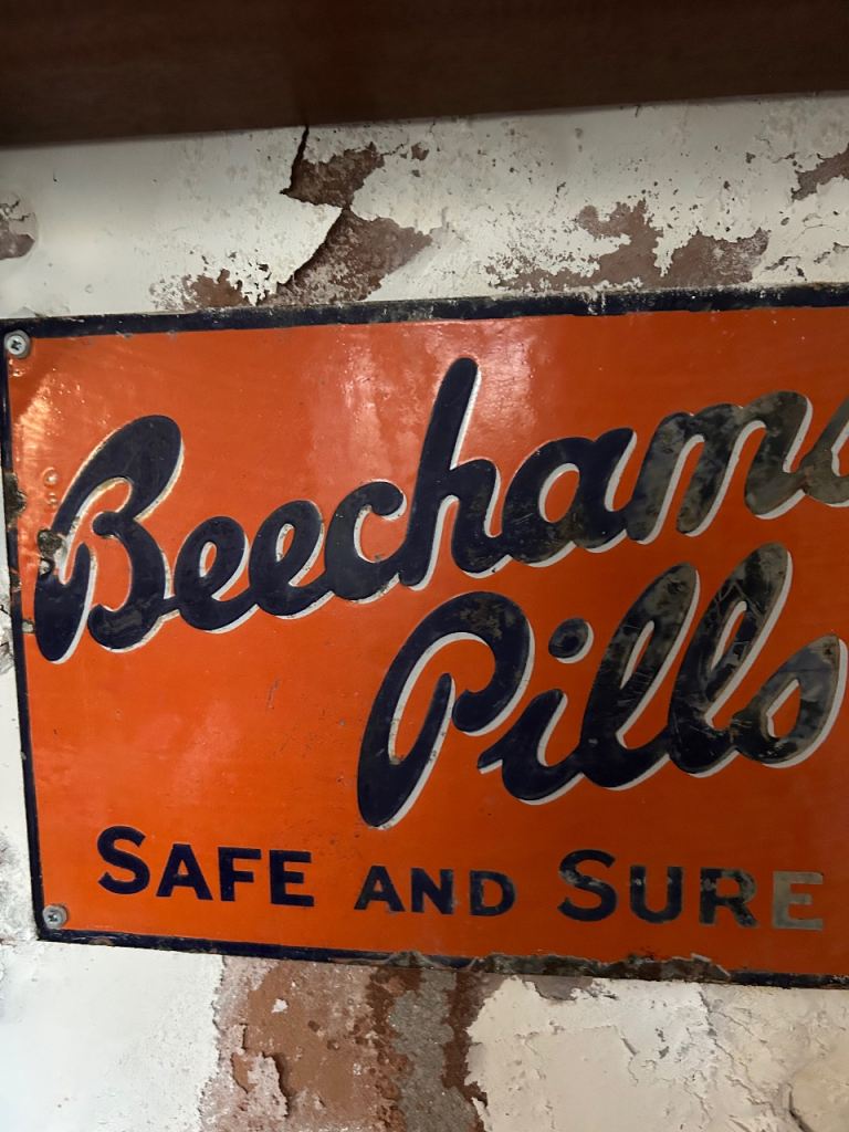 Vintage Beecham's Pills Enamel Sign – Safe and Sure