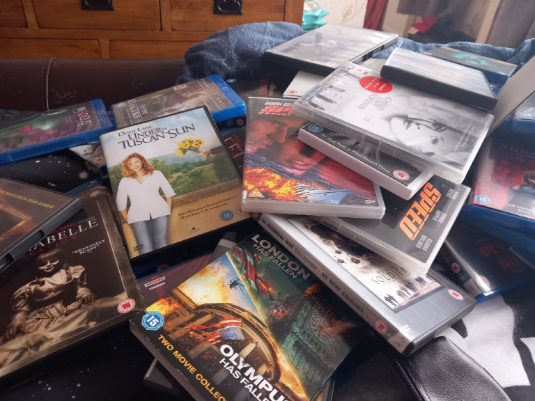 Dvd cases empty with the film sleave just ask for which you need 