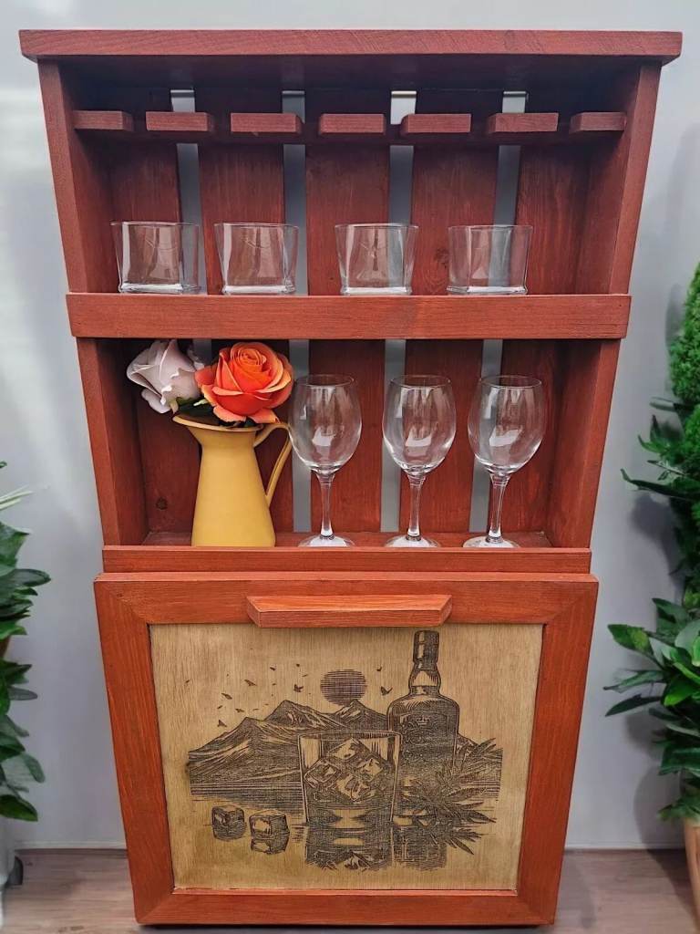Whisky Wall Bar Wine Whisky Glasses Shelf Wall Decorative Rustical Home Pub Bar