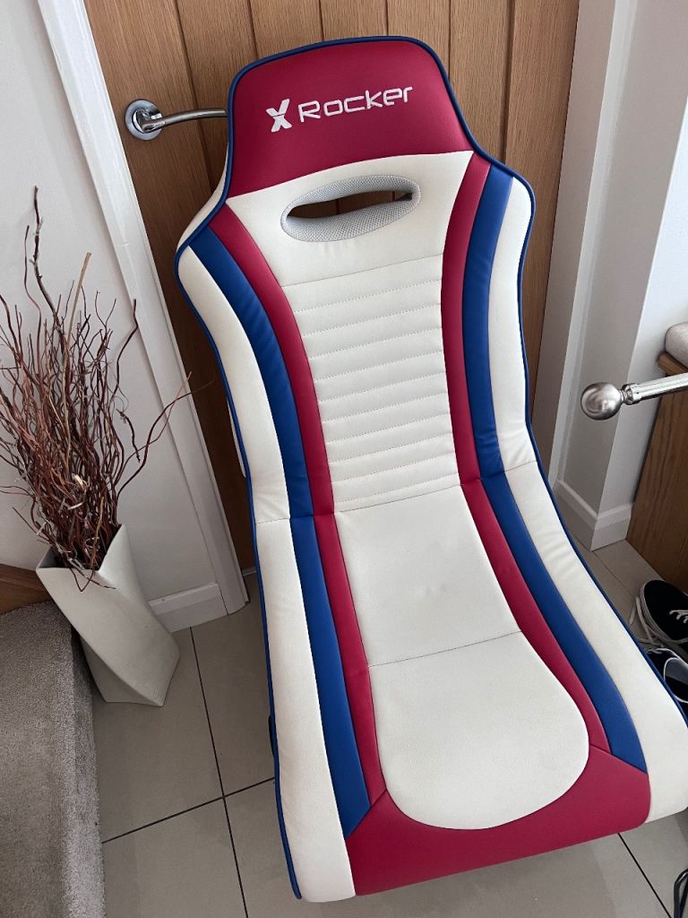 X Rocker Gaming Chair – Red, White & Blue, Good Condition