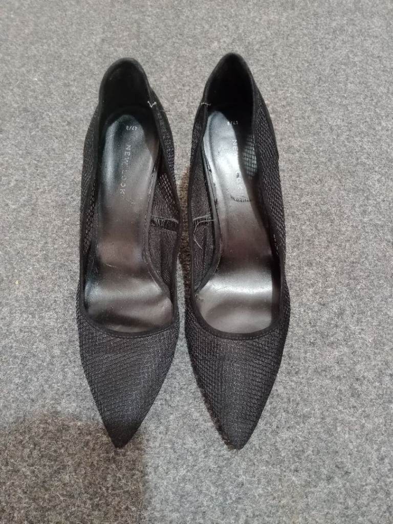 New Look Black Mesh Pointed Court Heels - Size UK 8 / EU 41 woman
