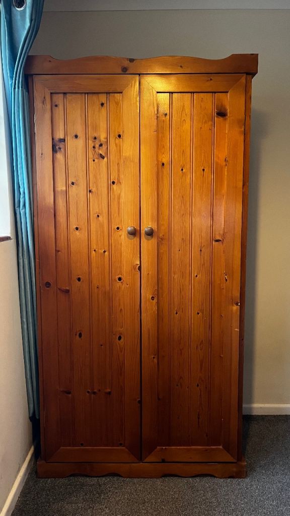 Solid Pine Wardrobe with Shelves