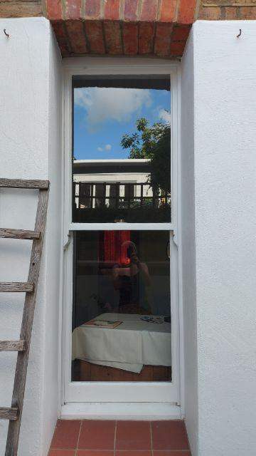 Wooden Sash Window with Clear Glass Panes