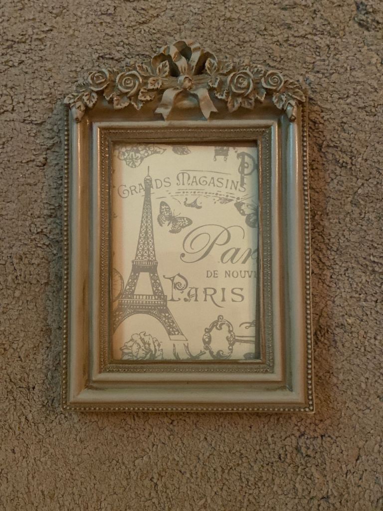 4x6 Decorative Grey Picture Frame with Eiffel Tower Print